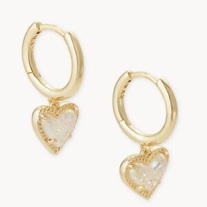 Kendra Scott Ari Heart Gold Huggie Earrings NWT